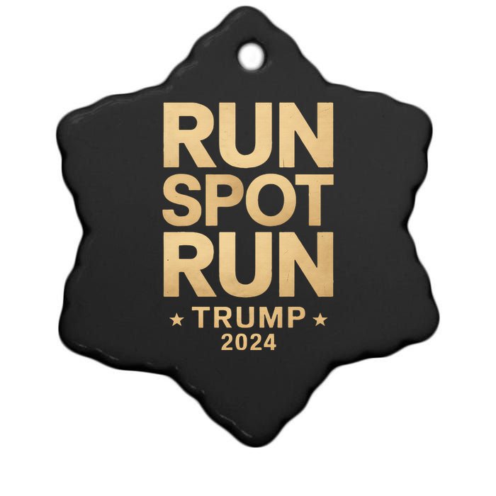 Trump Run Spot Run Funny Trump 2024 Merchandise Ceramic Star Ornament