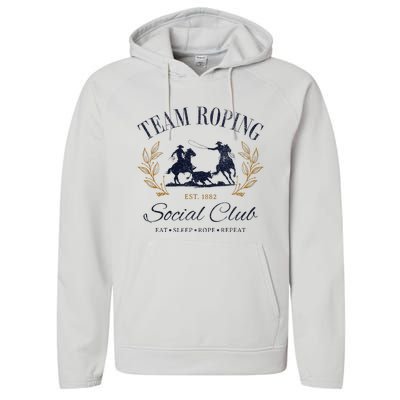 Team Roping Social Club Eat Sleep Rope Texas Rodeo Performance Fleece Hoodie