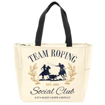Team Roping Social Club Eat Sleep Rope Texas Rodeo Zip Tote Bag