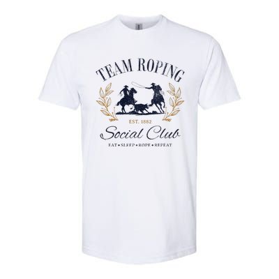 Team Roping Social Club Eat Sleep Rope Texas Rodeo Softstyle CVC T-Shirt