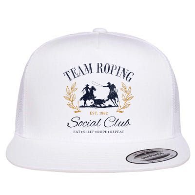 Team Roping Social Club Eat Sleep Rope Texas Rodeo Flatbill Hat