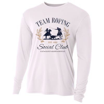 Team Roping Social Club Eat Sleep Rope Texas Rodeo Cooling Performance Long Sleeve Crew