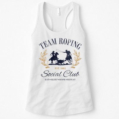 Team Roping Social Club Eat Sleep Rope Texas Rodeo Womens Tank Top