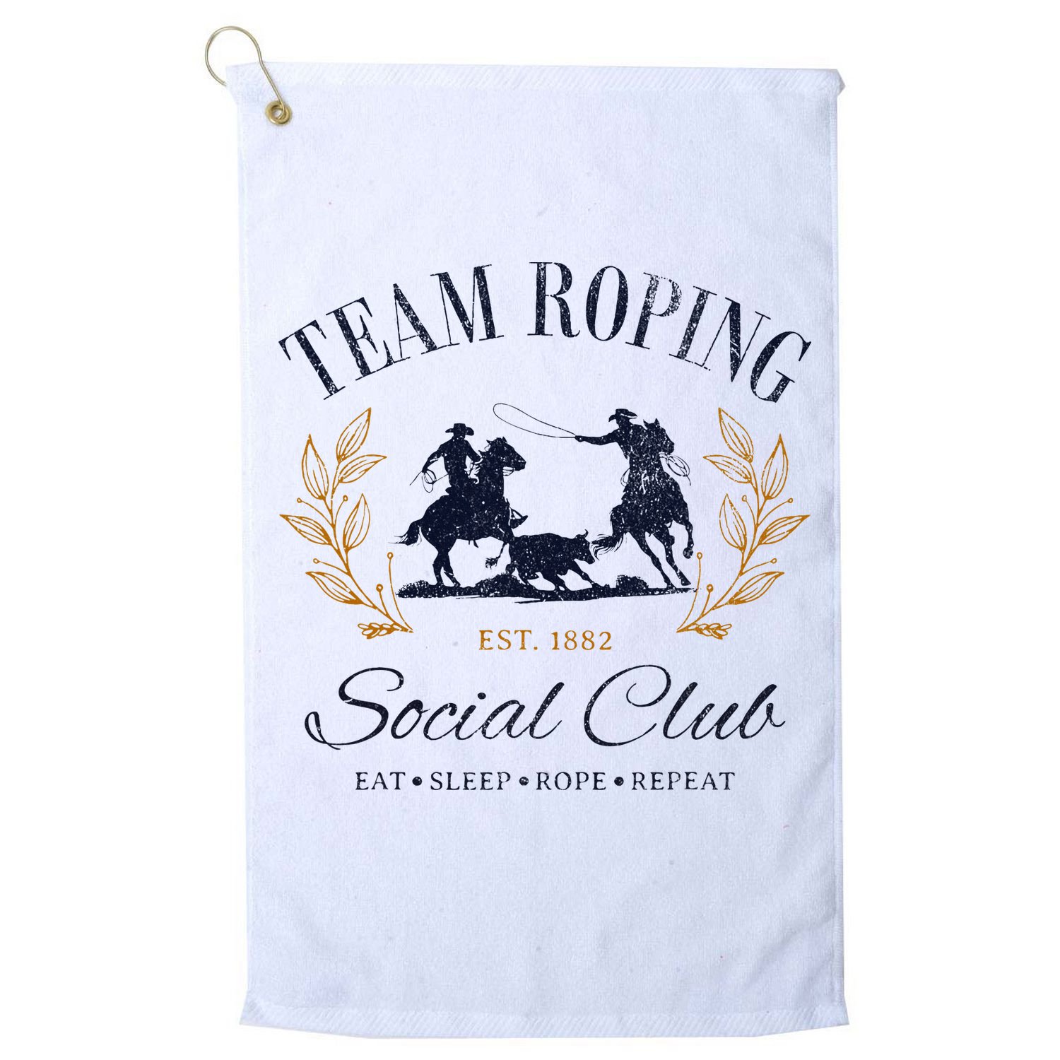 Team Roping Social Club Eat Sleep Rope Texas Rodeo Golf Towel