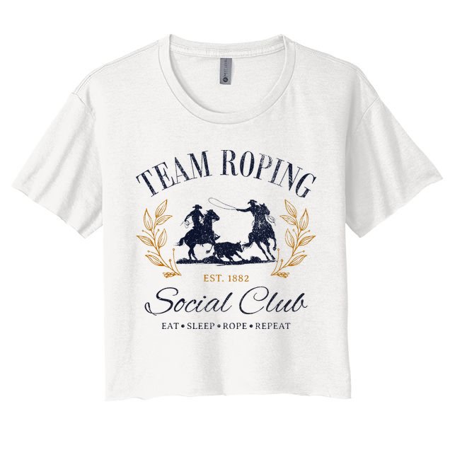 Team Roping Social Club Eat Sleep Rope Texas Rodeo Crop Top