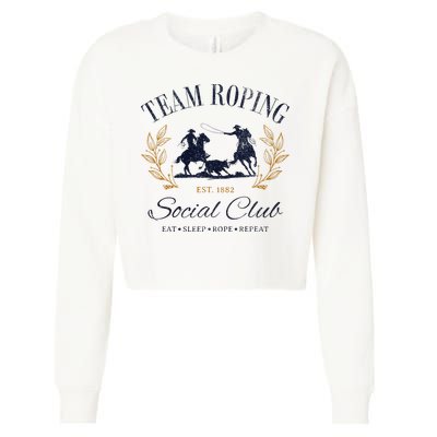 Team Roping Social Club Eat Sleep Rope Texas Rodeo Cropped Pullover Crew