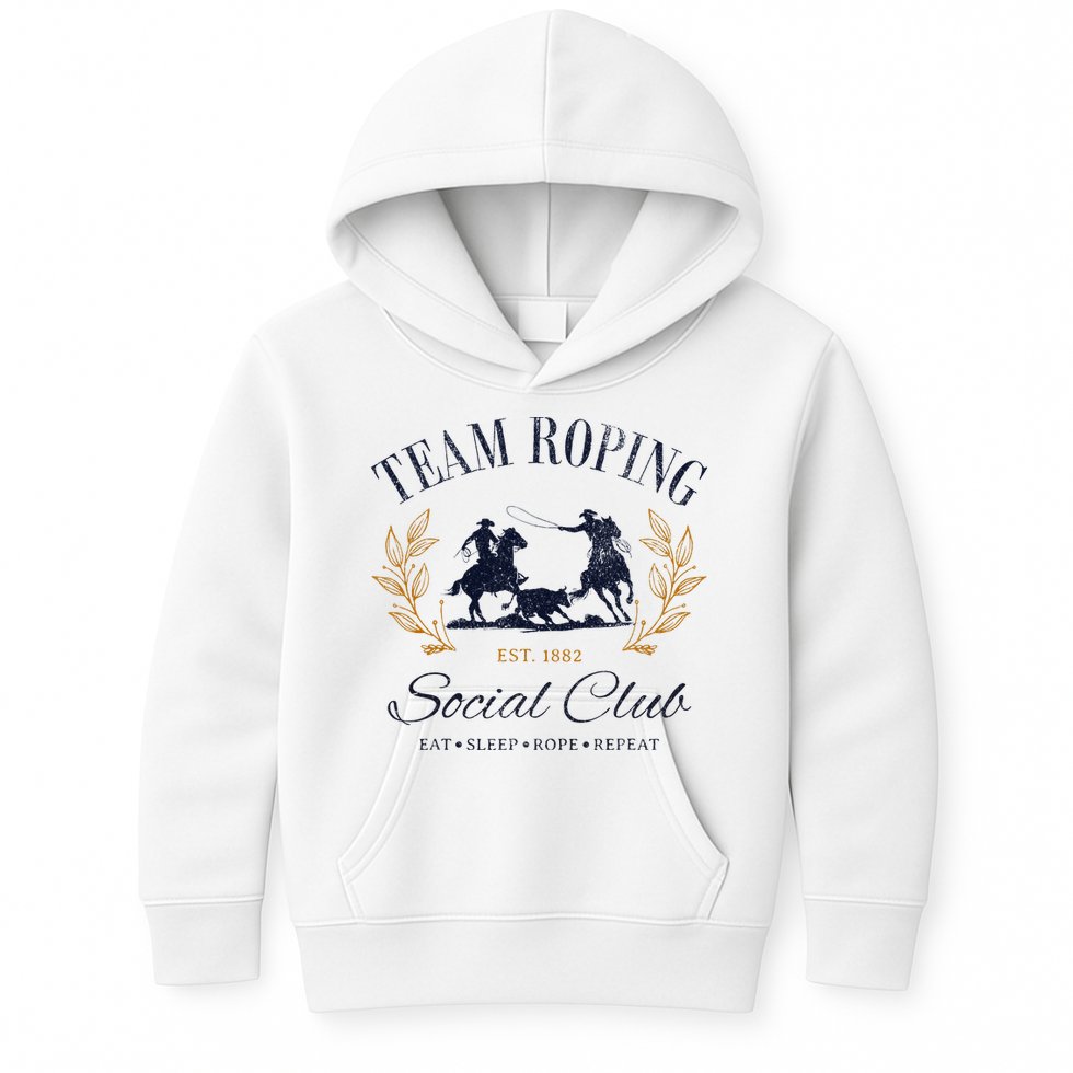 Team Roping Social Club Eat Sleep Rope Texas Rodeo Kids Hoodie