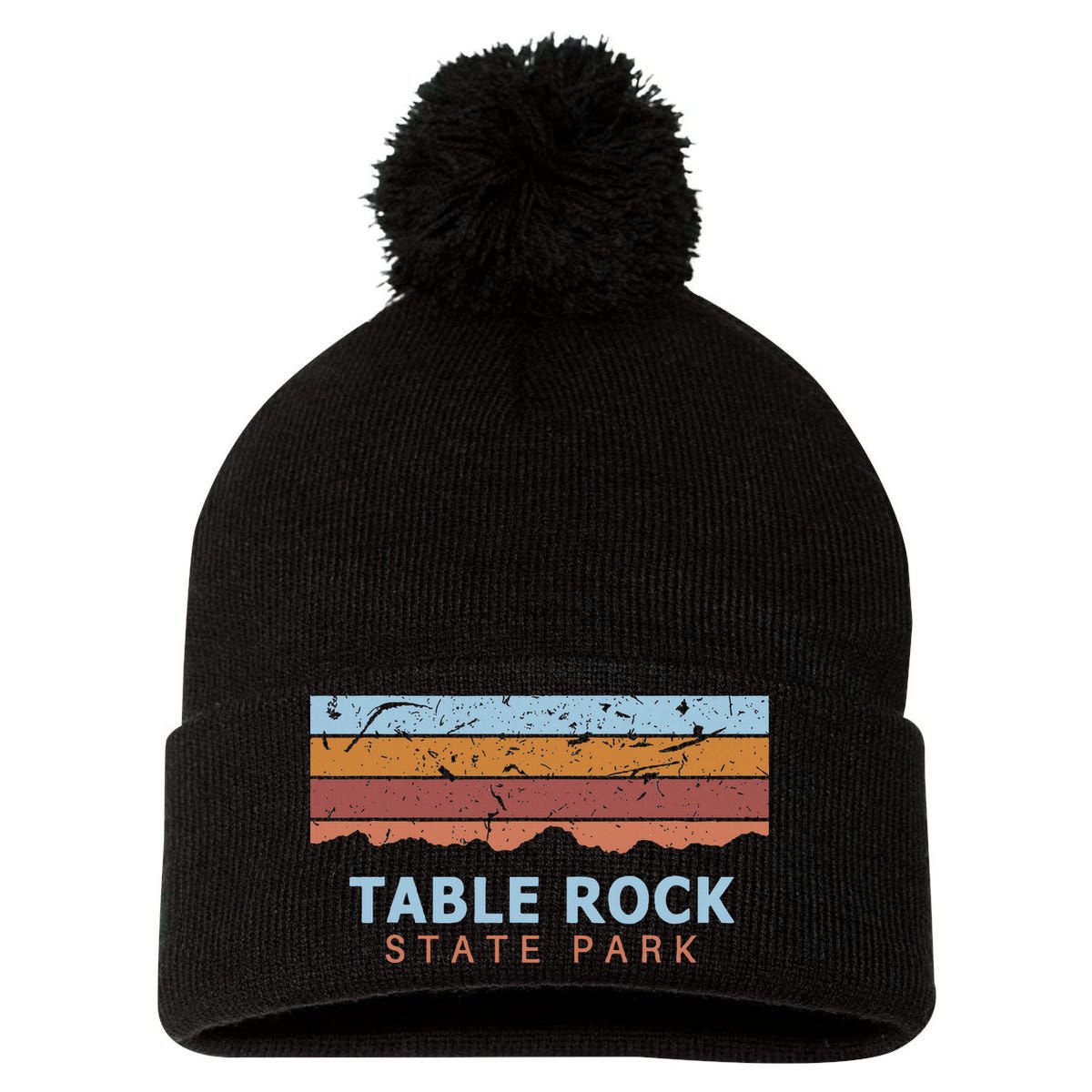 Table Rock State Park South Carolina Retro Cool Pom Pom 12in Knit Beanie