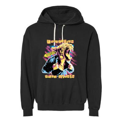 The Revolution Starts From Within Roaring Tiger Man Garment-Dyed Fleece Hoodie