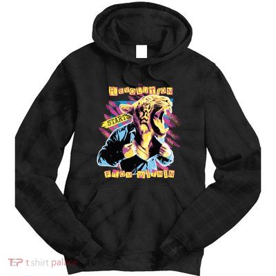 The Revolution Starts From Within Roaring Tiger Man Tie Dye Hoodie