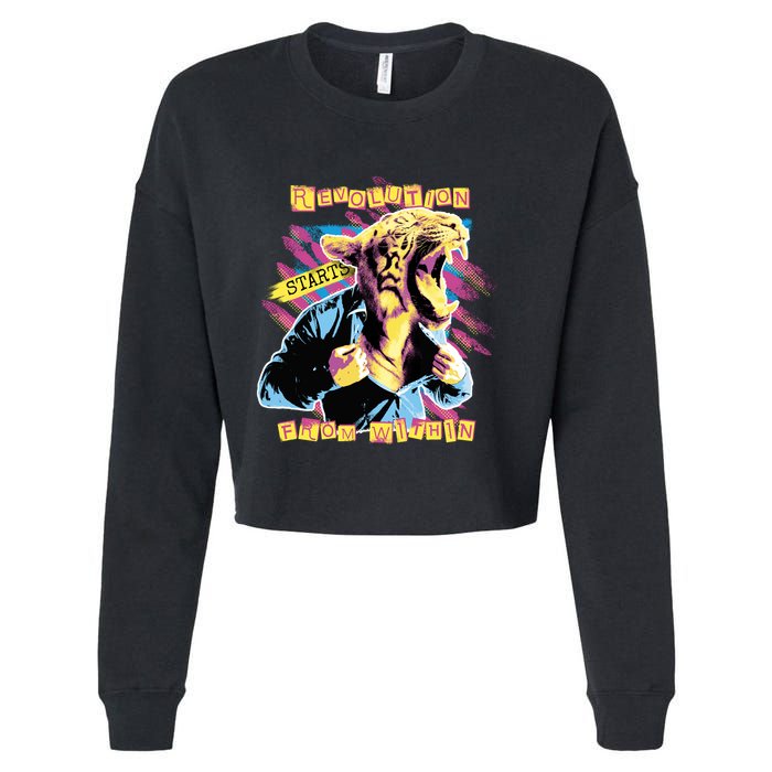 The Revolution Starts From Within Roaring Tiger Man Cropped Pullover Crew