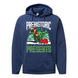 Tree Rex Santa Claus Dino Lover Merry Christmas Dinosaur Gift Performance Fleece Hoodie