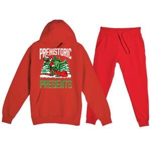 Tree Rex Santa Claus Dino Lover Merry Christmas Dinosaur Gift Premium Hooded Sweatsuit Set