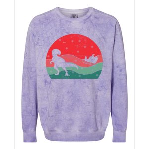 Tree Rex Santa Sleigh Ride Merry Christmas Dinosaur Gift Colorblast Crewneck Sweatshirt