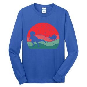 Tree Rex Santa Sleigh Ride Merry Christmas Dinosaur Gift Tall Long Sleeve T-Shirt