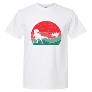 Tree Rex Santa Sleigh Ride Merry Christmas Dinosaur Gift Garment-Dyed Heavyweight T-Shirt