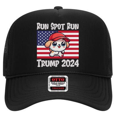 Trump Run Spot Run Debate Quote 2024 High Crown Mesh Back Trucker Hat