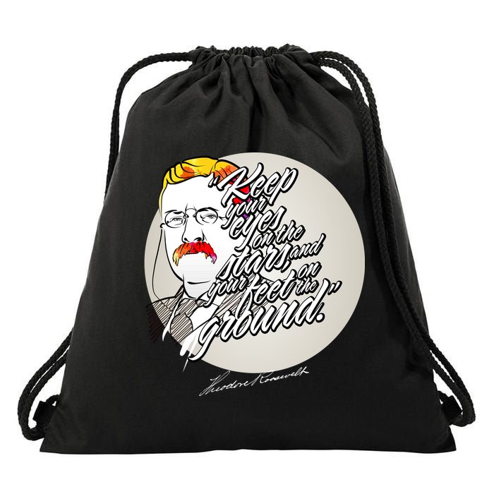 Theodore Roosevelt Sayings With Portrait Drawstring Bag