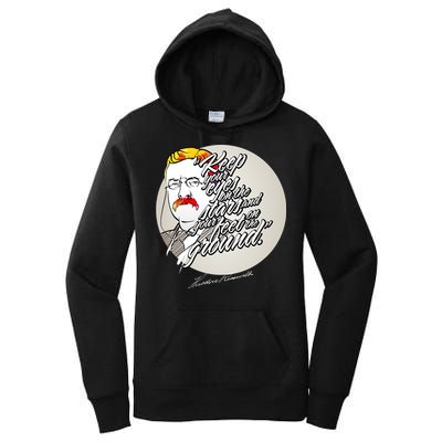 Theodore Roosevelt Sayings With Portrait Women's Pullover Hoodie
