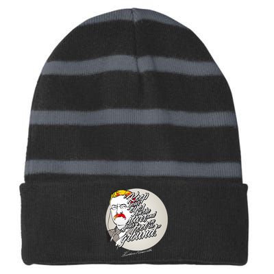 Theodore Roosevelt Sayings With Portrait Striped Beanie with Solid Band