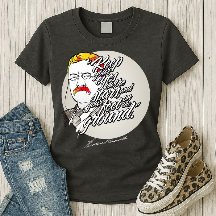 Theodore Roosevelt Sayings With Portrait Womens T-Shirt