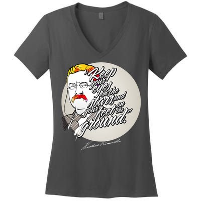 Theodore Roosevelt Sayings With Portrait Women's V-Neck T-Shirt