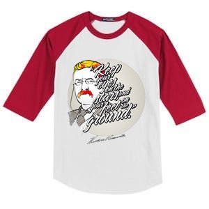 Theodore Roosevelt Sayings With Portrait Kids Colorblock Raglan Jersey