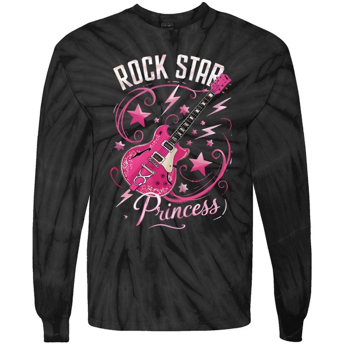 Teen Rock Star Princess Guitar Stars Tie-Dye Long Sleeve Shirt