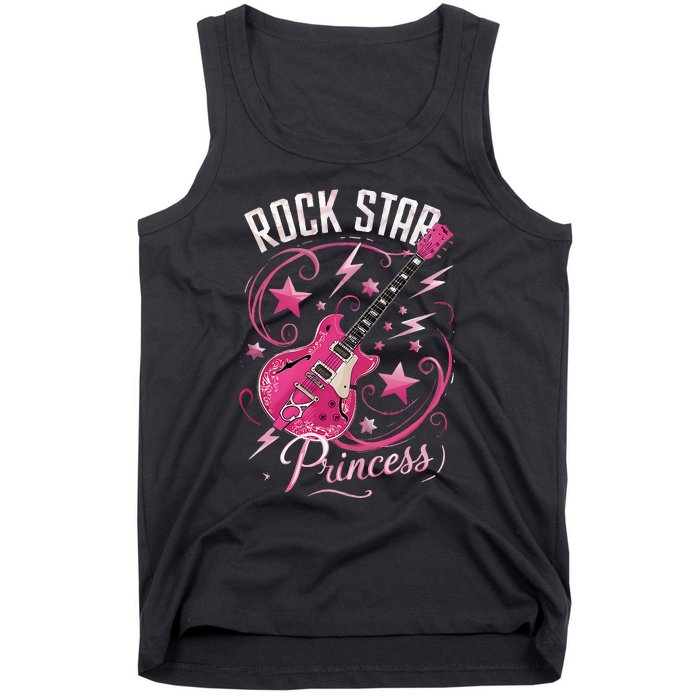 Teen Rock Star Princess Guitar Stars Tank Top