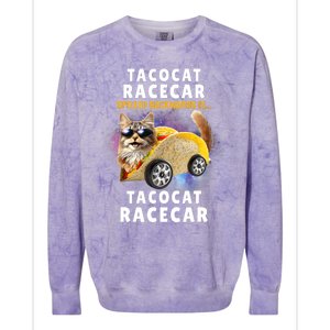 Tacocat Racecar Spelled Backwards Funny Mexican Car Taco Cat Colorblast Crewneck Sweatshirt