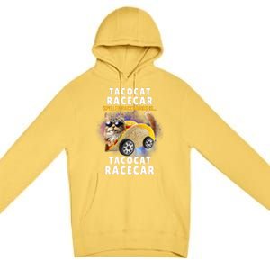 Tacocat Racecar Spelled Backwards Funny Mexican Car Taco Cat Premium Pullover Hoodie