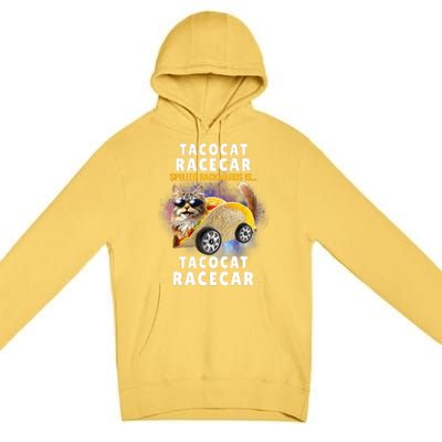 Tacocat Racecar Spelled Backwards Funny Mexican Car Taco Cat Premium Pullover Hoodie