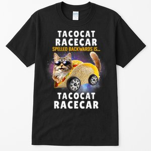 Tacocat Racecar Spelled Backwards Funny Mexican Car Taco Cat Tall T-Shirt