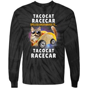 Tacocat Racecar Spelled Backwards Funny Mexican Car Taco Cat Tie-Dye Long Sleeve Shirt