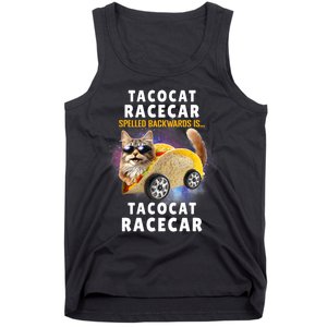 Tacocat Racecar Spelled Backwards Funny Mexican Car Taco Cat Tank Top