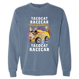 Tacocat Racecar Spelled Backwards Funny Mexican Car Taco Cat Garment-Dyed Sweatshirt