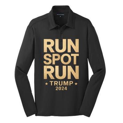 Trump Run Spot Funny Trump 2024 Silk Touch Performance Long Sleeve Polo