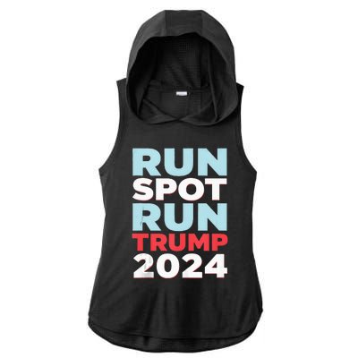 Trump Run Spot Funny Trump 2024 Debate Ladies PosiCharge Tri-Blend Wicking Draft Hoodie Tank