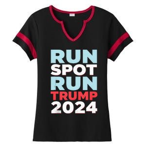 Trump Run Spot Funny Trump 2024 Debate Ladies Halftime Notch Neck Tee