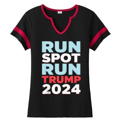 Trump Run Spot Funny Trump 2024 Debate Ladies Halftime Notch Neck Tee