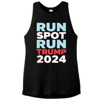 Trump Run Spot Funny Trump 2024 Debate Ladies PosiCharge Tri-Blend Wicking Tank