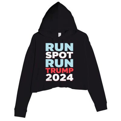 Trump Run Spot Funny Trump 2024 Debate Crop Fleece Hoodie