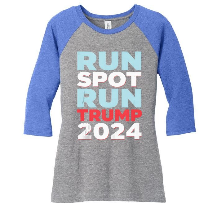 Trump Run Spot Funny Trump 2024 Debate Women's Tri-Blend 3/4-Sleeve Raglan Shirt