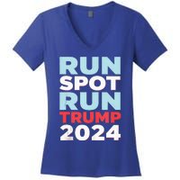 Trump Run Spot Funny Trump 2024 Debate Women's V-Neck T-Shirt