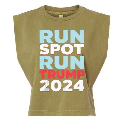 Trump Run Spot Funny Trump 2024 Debate Garment-Dyed Women's Muscle Tee