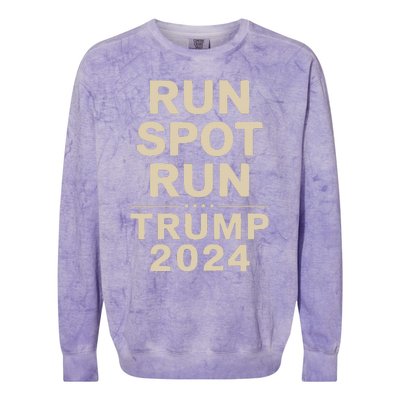 Trump Run Spot Funny Trump 2024 Debate Colorblast Crewneck Sweatshirt