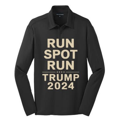 Trump Run Spot Funny Trump 2024 Debate Silk Touch Performance Long Sleeve Polo