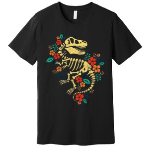 T Rex Skeleton Dino Bones Paleontologist Fossil Dinosaur Premium T-Shirt