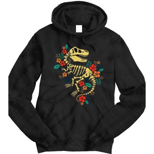 T Rex Skeleton Dino Bones Paleontologist Fossil Dinosaur Tie Dye Hoodie