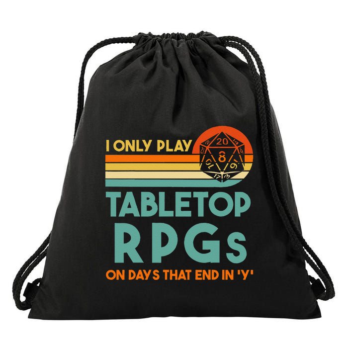 Tabletop Rpg Saying For Game Night With Rpg Dice Drawstring Bag